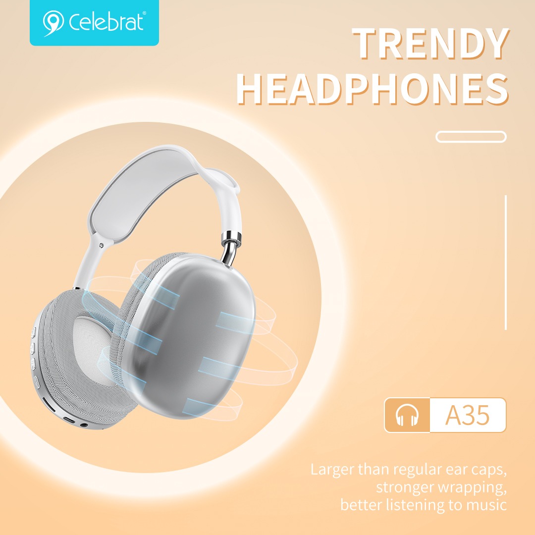 Auriculares Bluetooth Celebrat A35 Diadema Plata