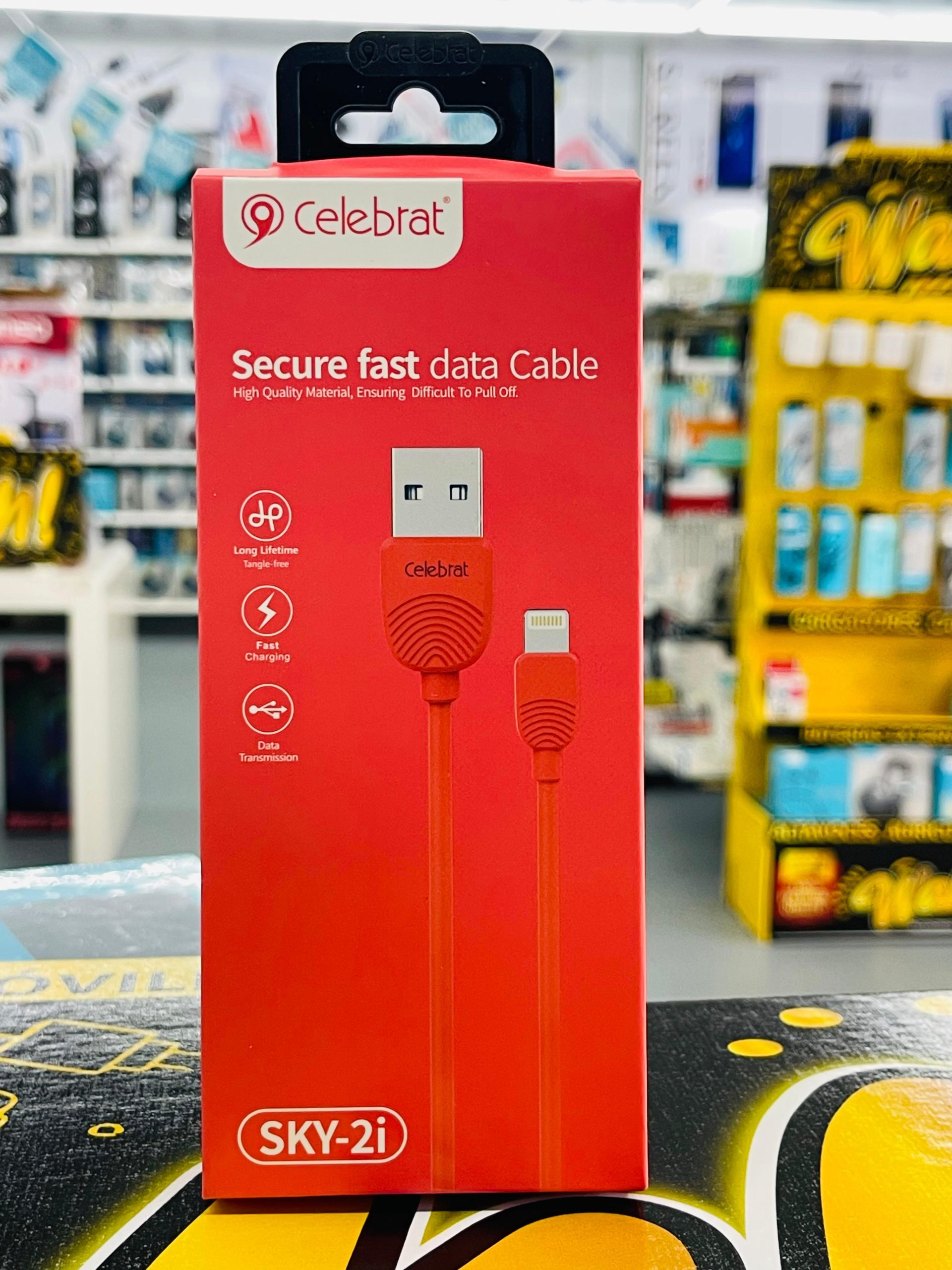 IPHONE CELEBRAT SKY 2I CABLE DATOS USB A LIGHTENING ROJO