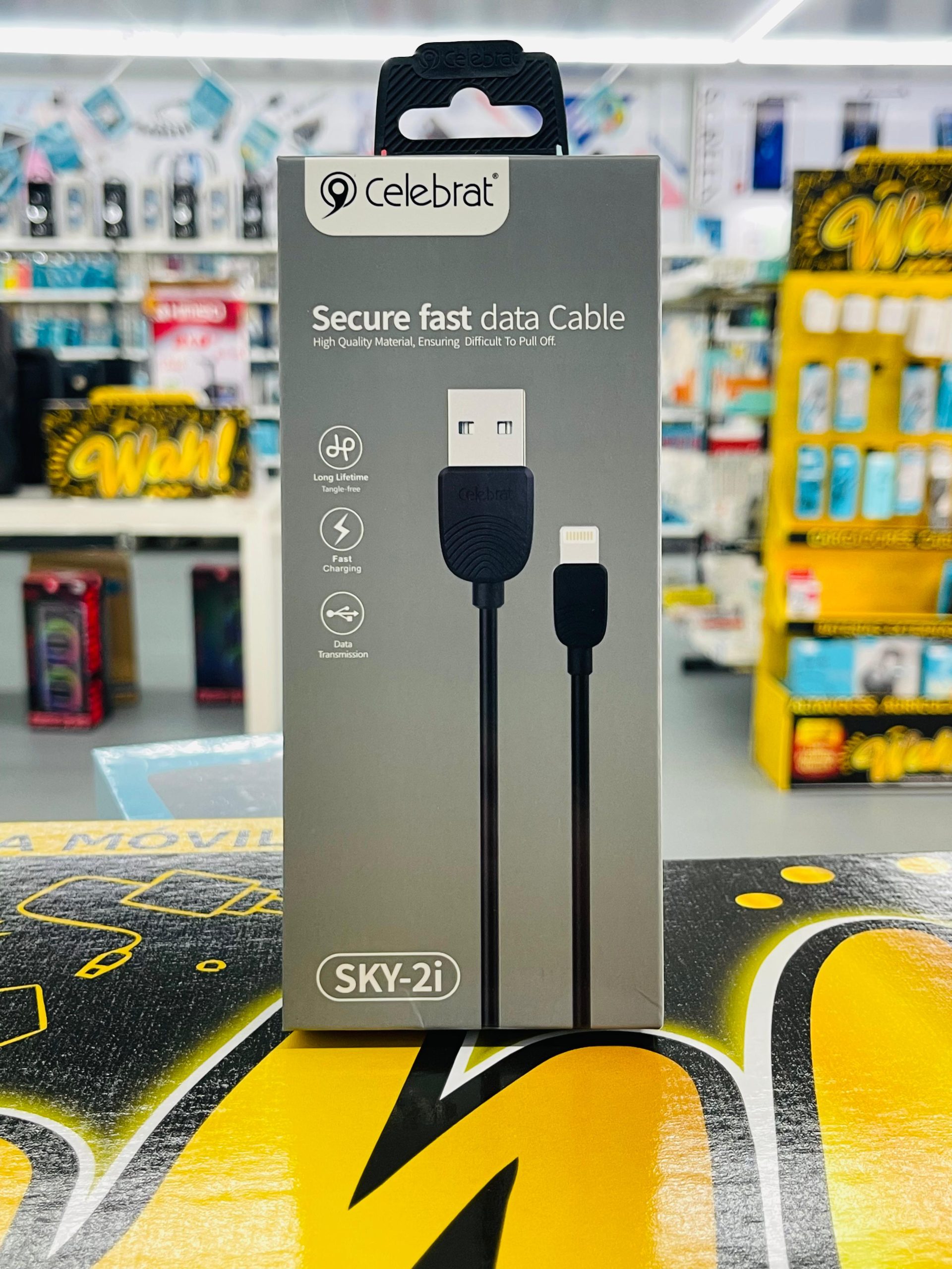 IPHONE CELEBRAT SKY 2I CABLE DATOS USB A LIGHTENING NEGRO