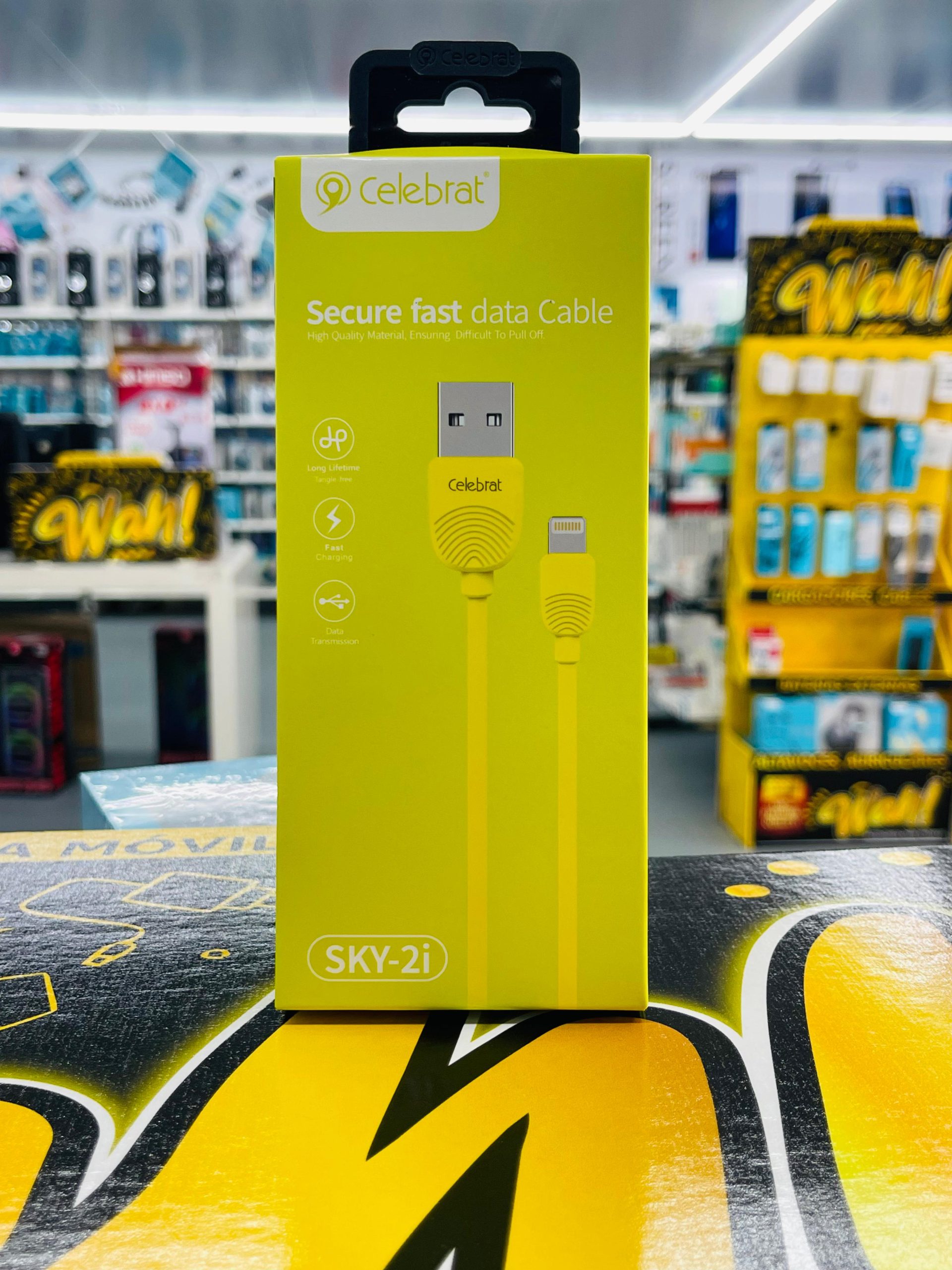 IPHONE CELEBRAT SKY 2I CABLE DATOS USB A LIGHTENING AMARILLO