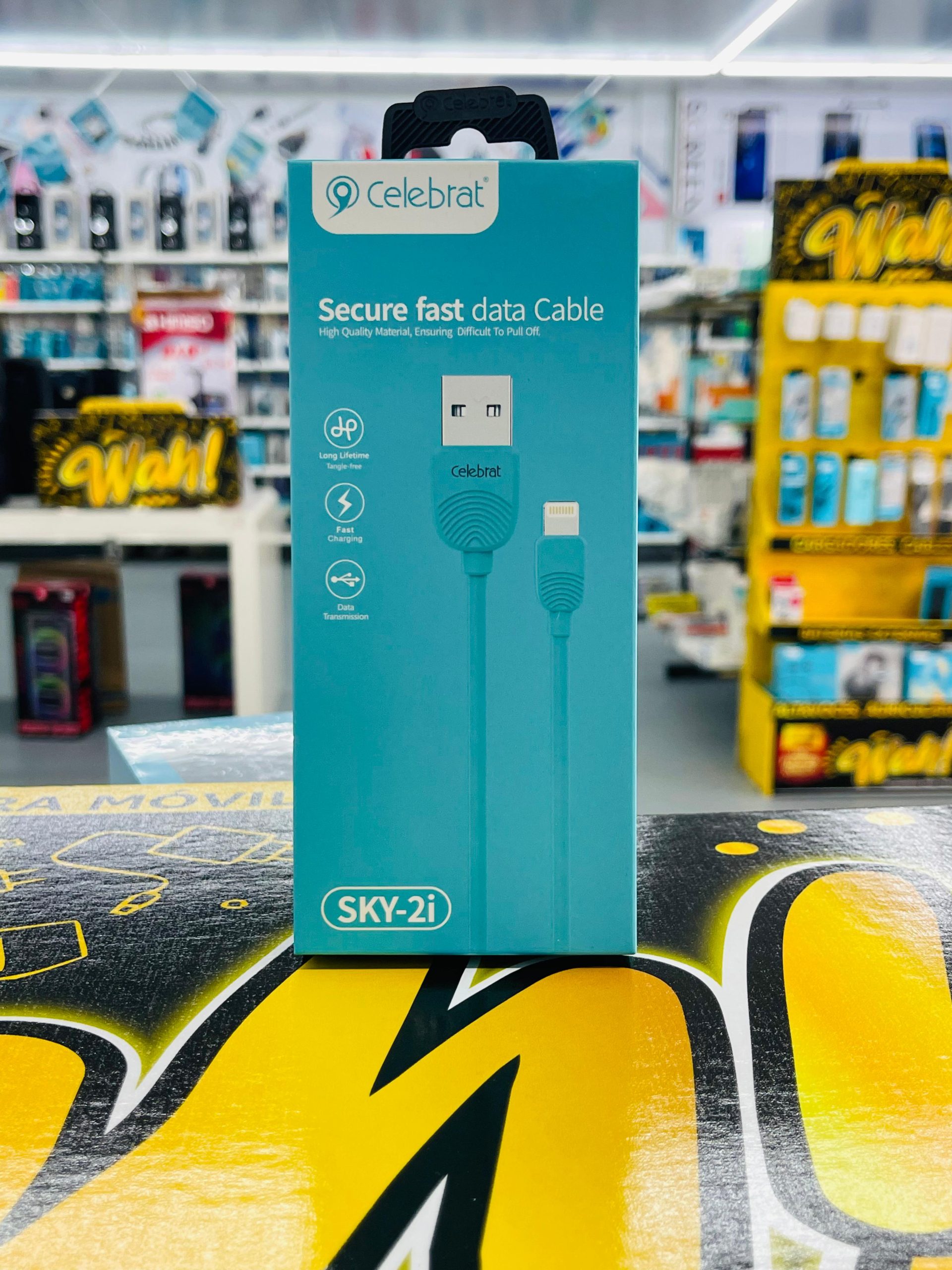 IPHONE CELEBRAT SKY 2I CABLE DATOS USB A LIGHTENING AZUL