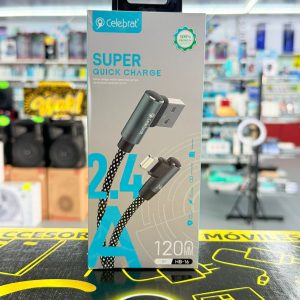 CELEBRAT HB-16 CABLE DATOS USB A LIGHTENING NEGRO